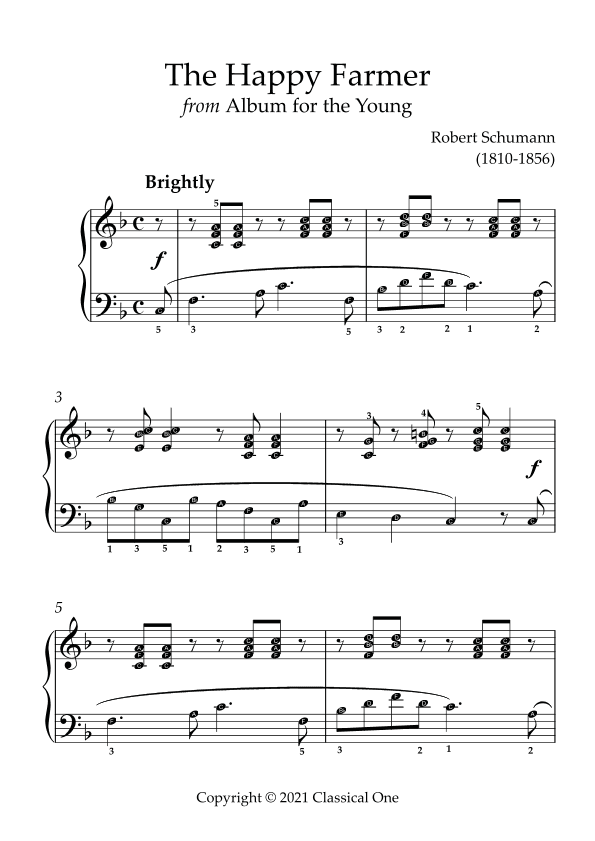 Schumann - The Happy Farmer(With Note name) (arr. MPS)