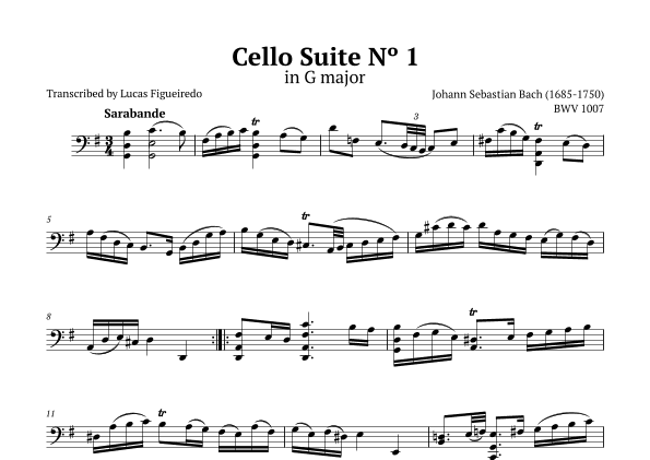 Cello Suite No 1 in G major - Sarabande - Bach (arr. Lucas Figueiredo)