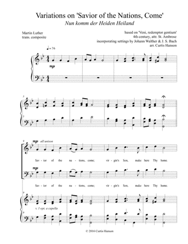 Savior of the Nations, Come (SATB) (arr. Curtis Hanson)