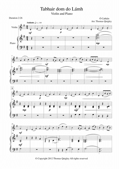 Tabhair dom do Lámh (arr. Thomas Quigley)