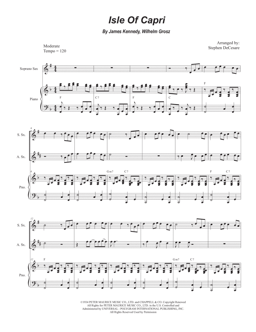 Isle Of Capri (arr. Stephen DeCesare)
