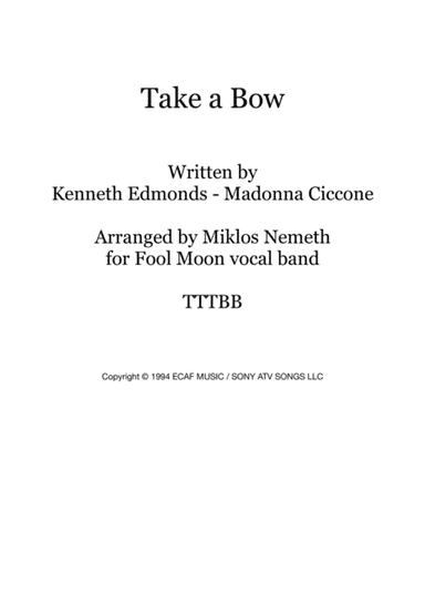 Take A Bow (arr. Miklos Nemeth)
