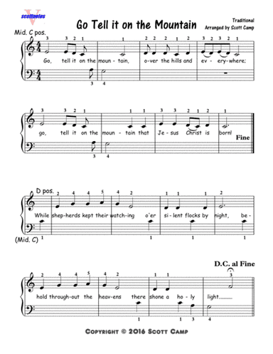 Go Tell It On The Mountain (First Year Piano Students) (arr. Scott Camp)