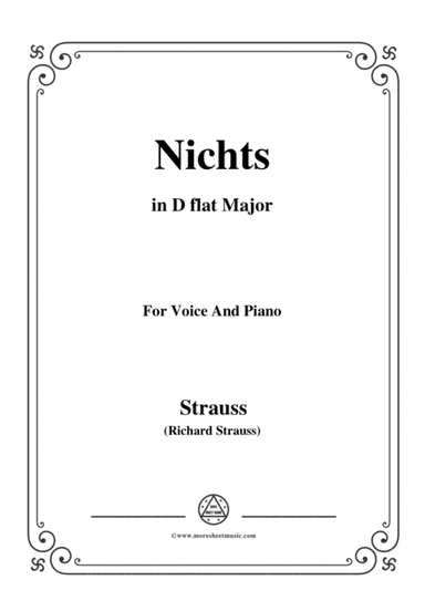 Richard Strauss-Nichts in D flat Major,for Voice and Piano (arr. MSM)