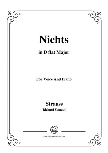 Richard Strauss-Nichts in D flat Major,for Voice and Piano (arr. MSM)