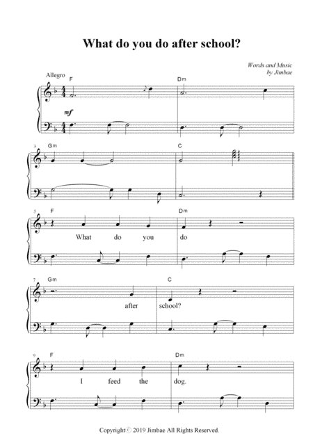 What do you do after school? (Nursery Rhymes for Easy Piano)