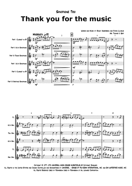 Thank You For The Music (arr. Thomas H. Graf)