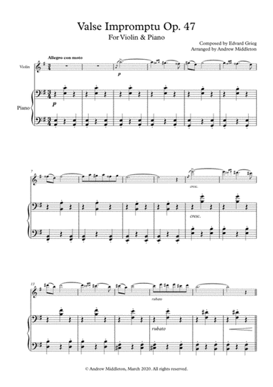 Valse Impromptu arranged for Violin & Piano (arr. Andrew Middleton)