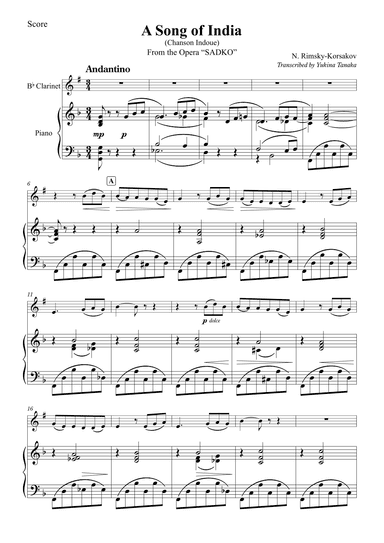 A Song of India From the Opera “SADKO” (arr. Yukina Tanaka)