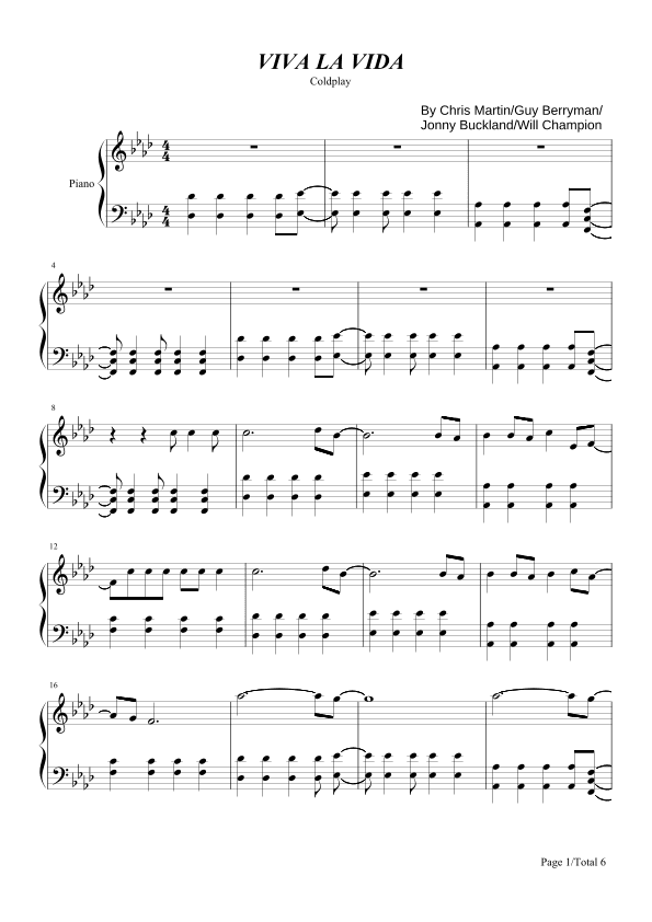 Viva La Vida (arr. poon)