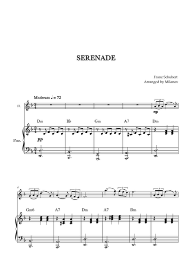 Serenade | Schubert | Flute | Piano | Chords (arr. Milanov)