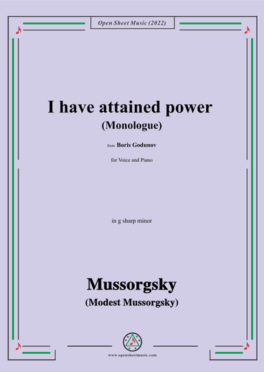 Mussorgsky-I have attained power(Monologue),from Boris Godunov (arr. OSM Press)
