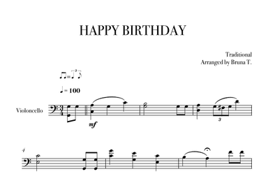 Happy Birthday (Cello) (arr. Bruna T.)