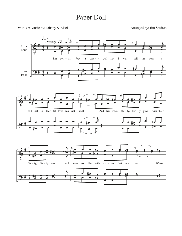 Paper Doll (arr. Jim Shubert)