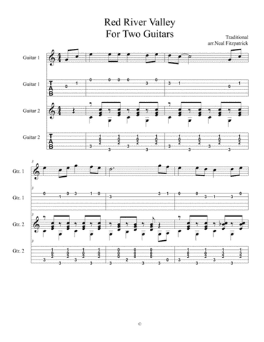 Red River Valley For Two Guitars-Tablature Edition (arr. Neal Fitzpatrick)
