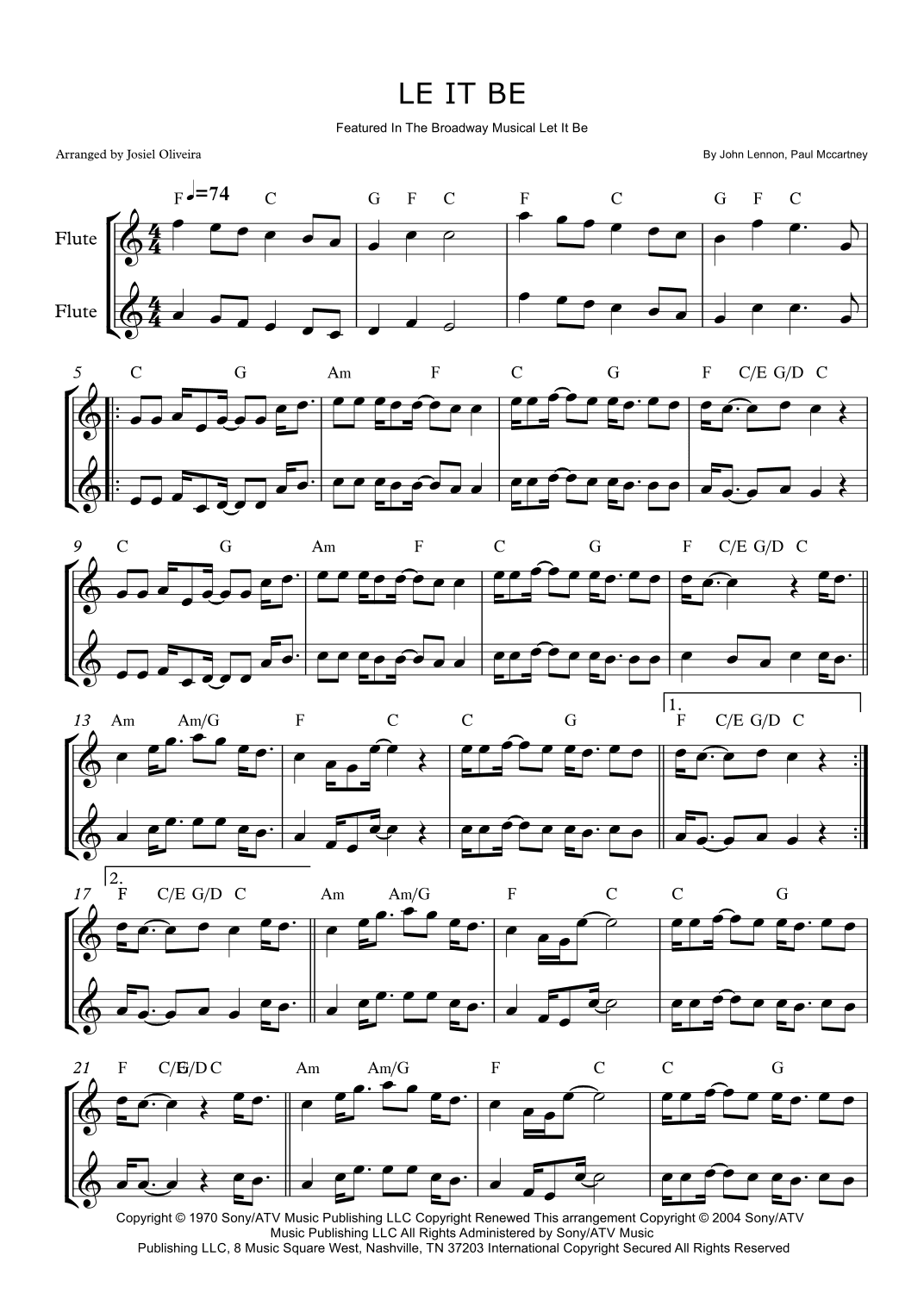 Let It Be (arr. Josiel Oliveira)
