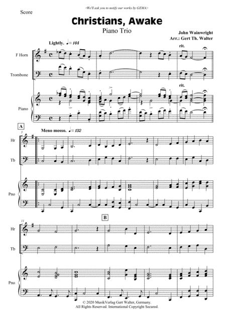 Christians, Awake, Salute The Happy Morn (arr. Gert Th. Walter)
