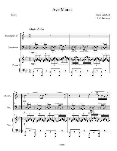 Ave Maria (Trumpet and Trombone Duet with Piano Accompaniment) (arr. B. C. Dockery)