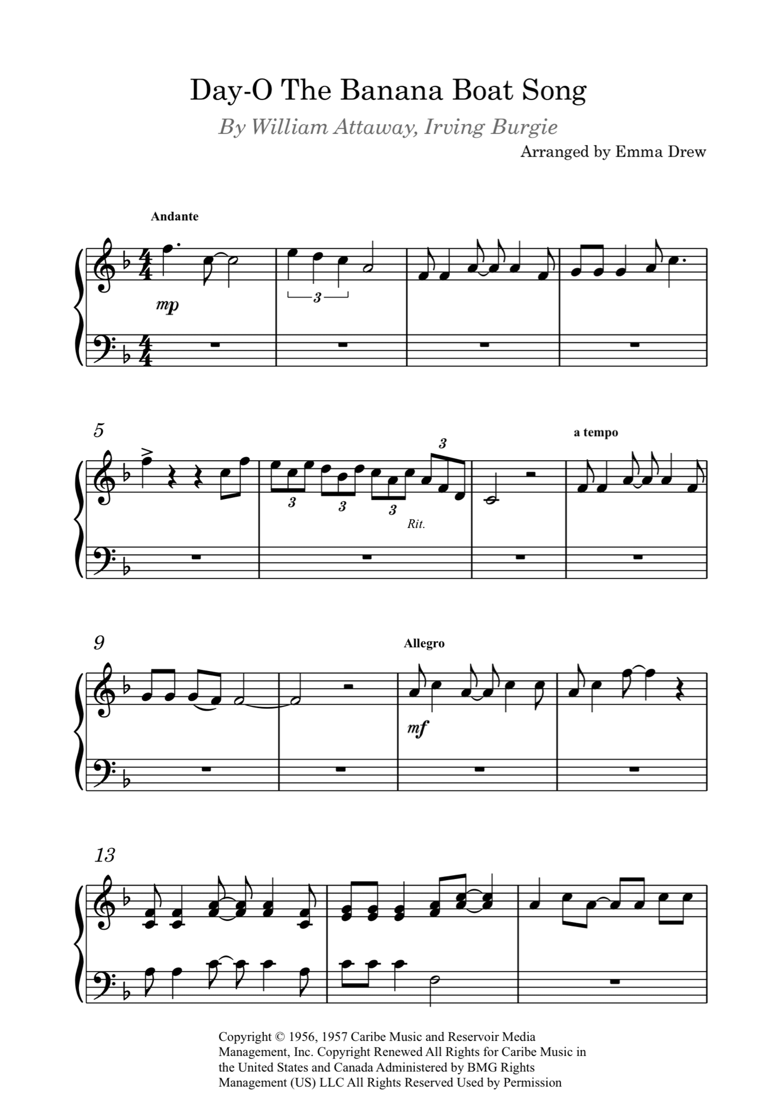 Day-o (the Banana Boat Song) (arr. Emma Drew)