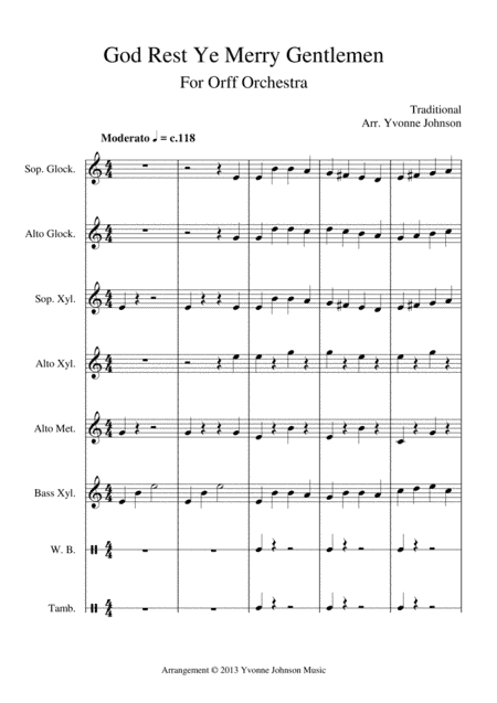 God Rest Ye Merry Gentleman - For Orff Ensemble (arr. Yvonne Johnson)