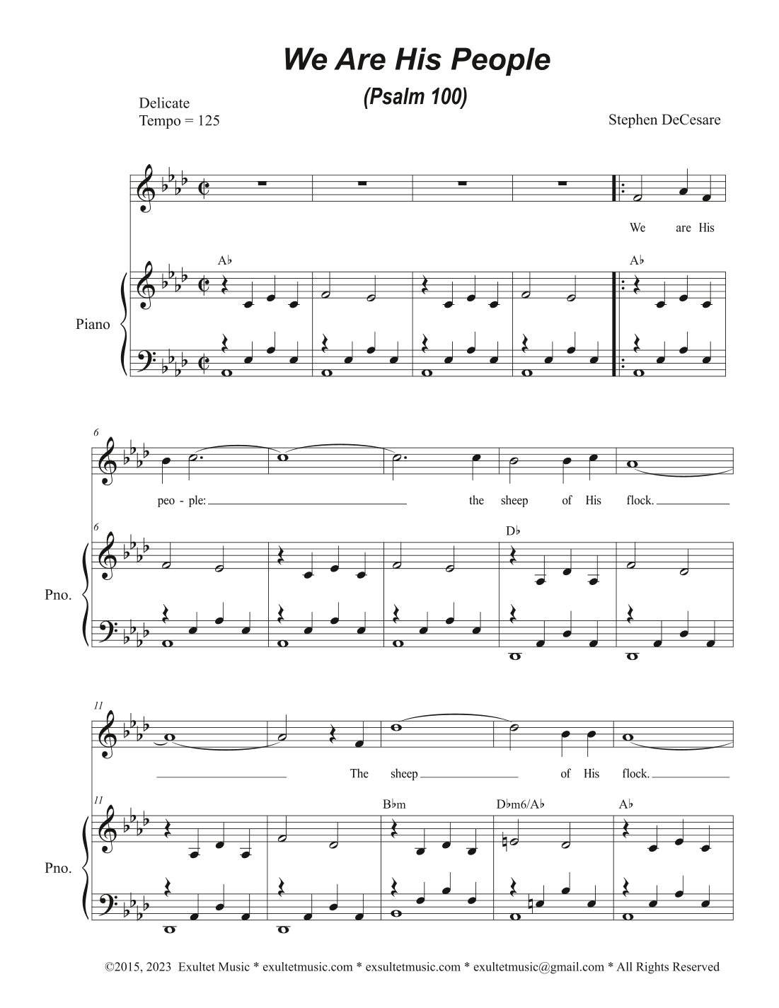 We Are His People (Psalm 100) (Unison choir)