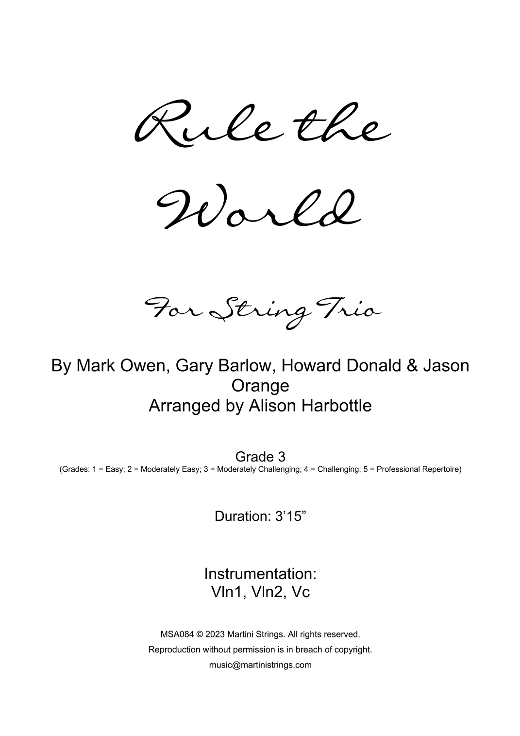 Rule The World (arr. Alison Harbottle)