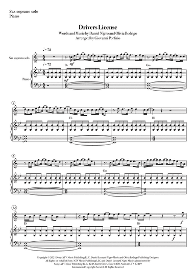 Drivers License (arr. Giovanni Porfirio)
