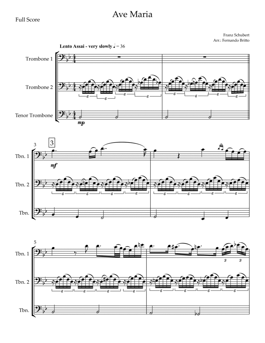 Ave Maria (Franz Schubert) for Trombone Trio (arr. Fernando Britto)