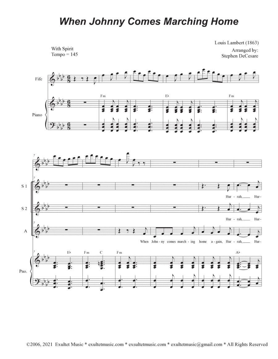 When Johnny Comes Marching Home (SSA) (arr. Stephen DeCesare)