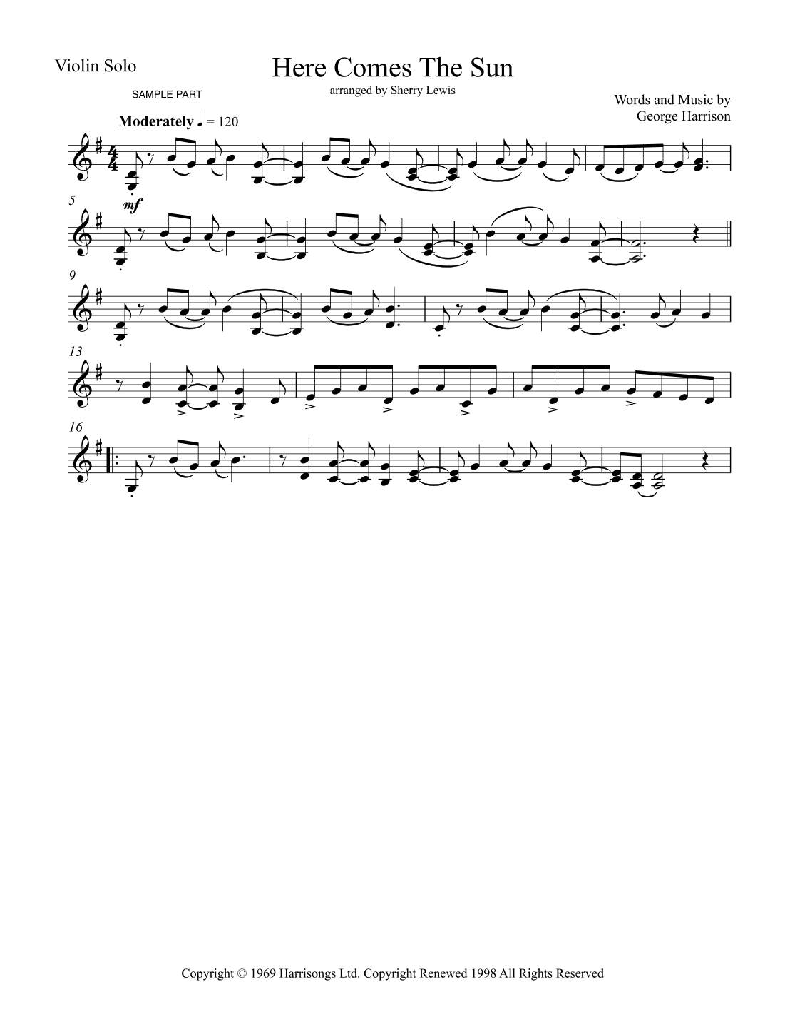 Here Comes The Sun (arr. Sherry Lewis)