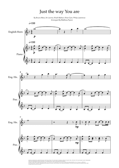 Just The Way You Are (arr. Matthew pyeon)