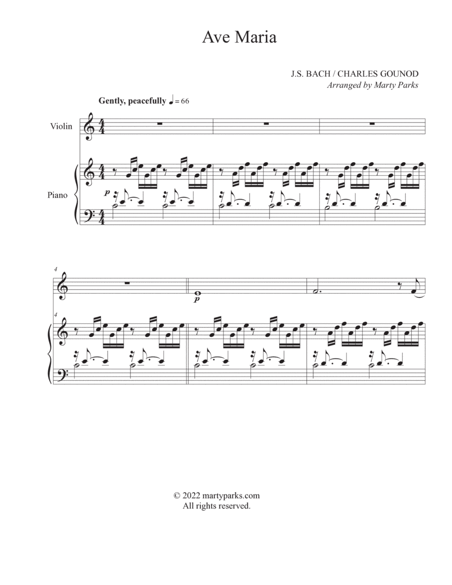 Ave Maria (Violin-Piano) (arr. Marty Parks)