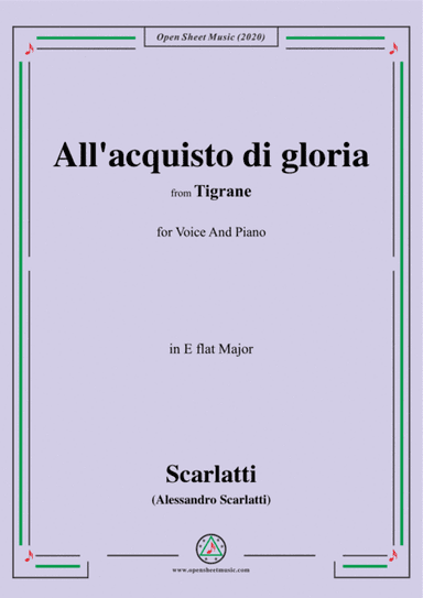 Scarlatti-All'acquisto di gloria,in E flat Major,for Voice and Piano (arr. MSM)