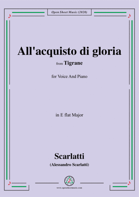 Scarlatti-All'acquisto di gloria,in E flat Major,for Voice and Piano (arr. MSM)