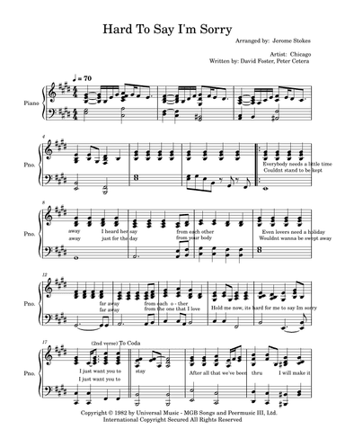 Hard To Say I'm Sorry (arr. Jerome Stokes)