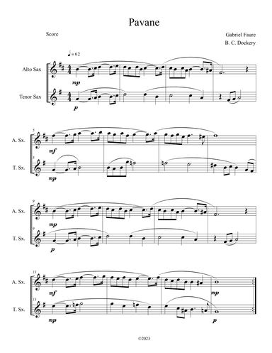 Pavane (Alto and Tenor Sax Duet) (arr. B. C. Dockery)
