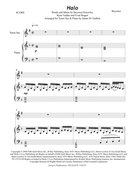 Halo (arr. James M. Guthrie, ASCAP)