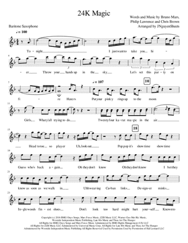 24K Magic (arr. JNguyenSheets)