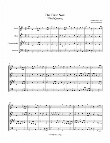 The First Noel (Wind Quartet) (arr. Jordan Grigg)