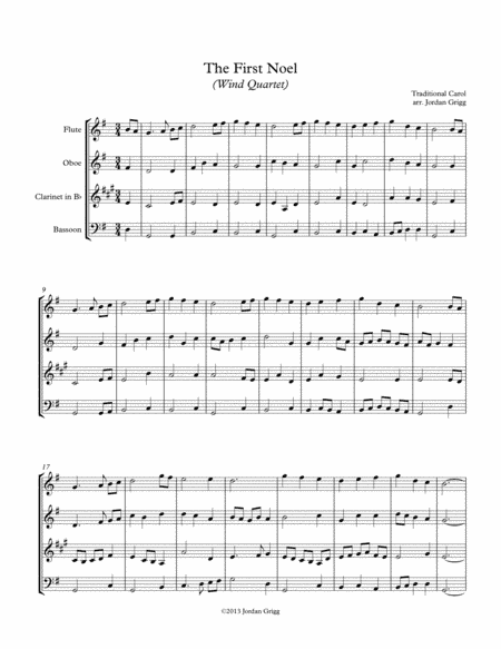 The First Noel (Wind Quartet) (arr. Jordan Grigg)