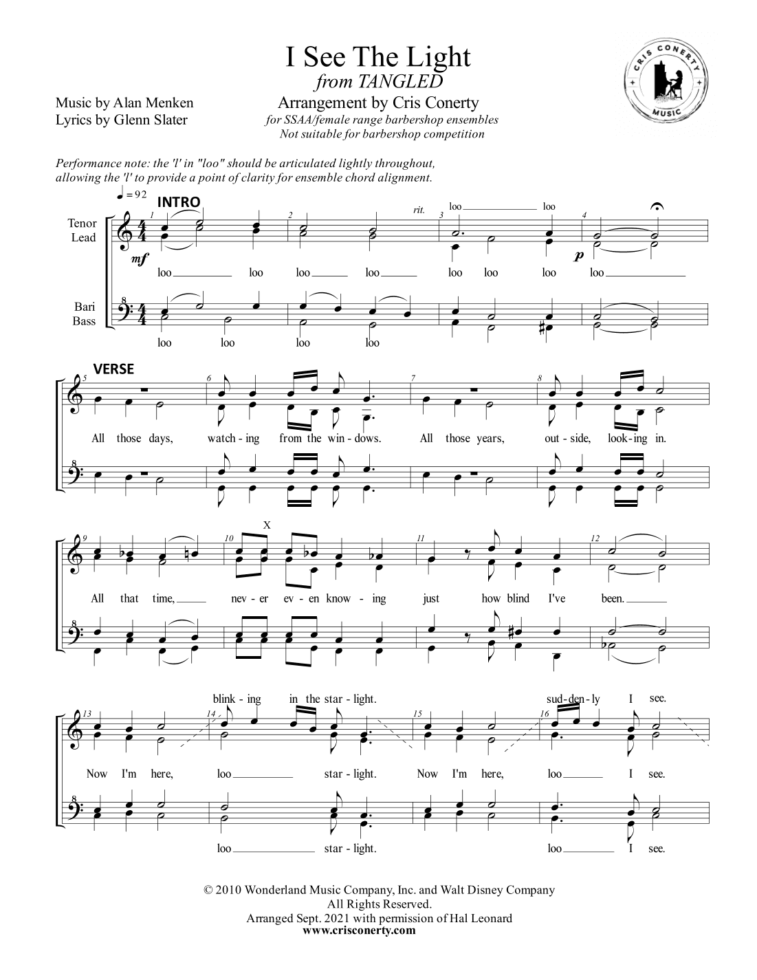 I See The Light (arr. Cris Conerty)