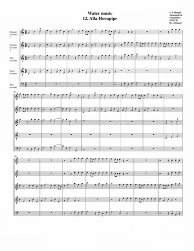 Alla hornpipe from Water music (arrangement for 5 recorders) (arr. Gil Garty)