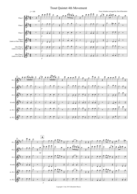The Trout (4th Movement) for Flute Quartet (arr. David Burndrett)