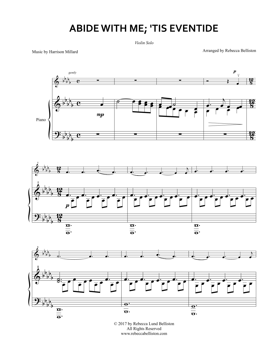 Abide With Me; 'Tis Eventide (Violin Solo) (arr. Rebecca Belliston)