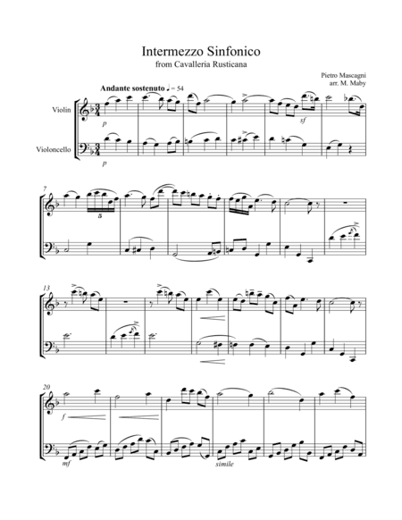 2 Opera Arias for Violin & Cello Duet (arr. Marion Maby)