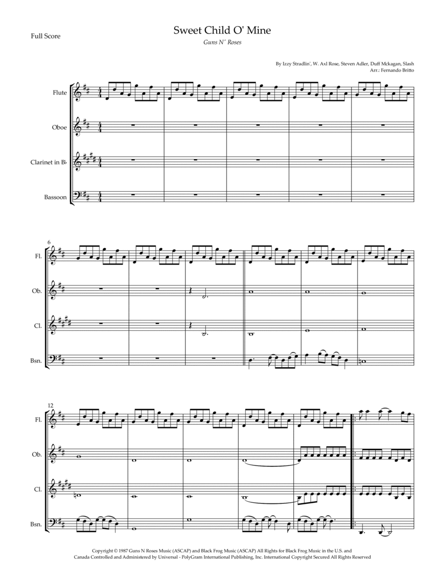 Sweet Child O' Mine (arr. Fernando Britto)