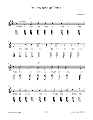 Yellow rose in Texas (arr. songbooks.info)