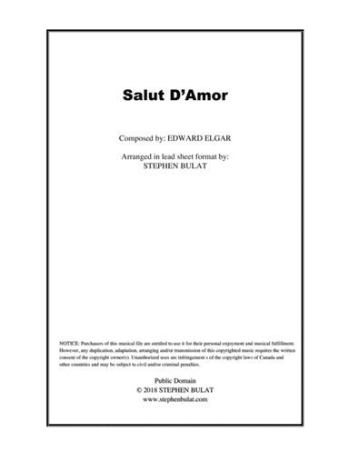 Salut D'Amor (Elgar) - Lead sheet (key of Db) (arr. Stephen Bulat)
