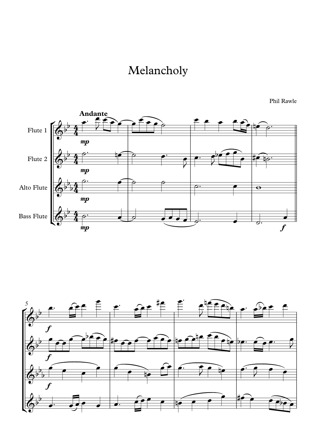 Melancholy - Flute Quartet