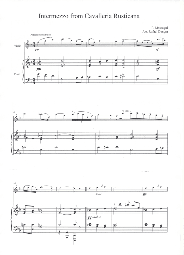 Intermezzo From Cavalleria Rusticana - Violin and Piano (arr. Rafael Dengra)